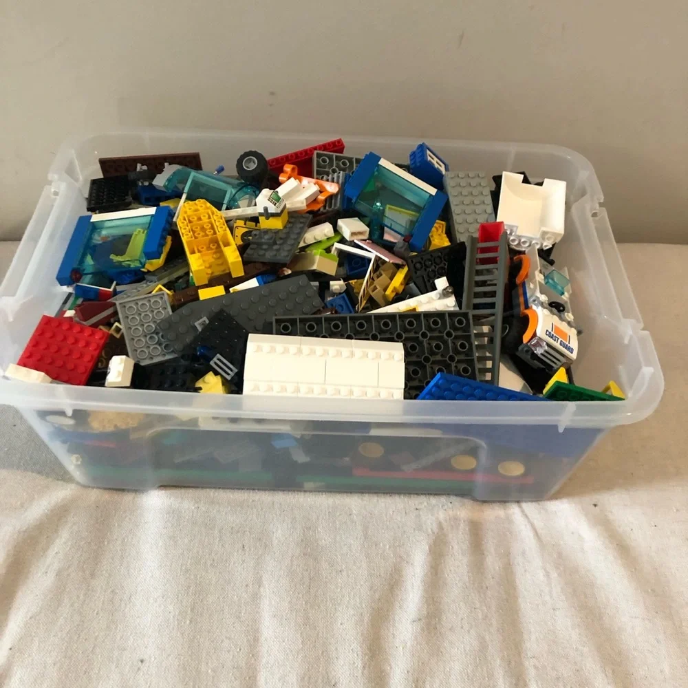 Random Miscellaneous LEGO Parts in Plastic Bin. NO Mini Figs. Please Read